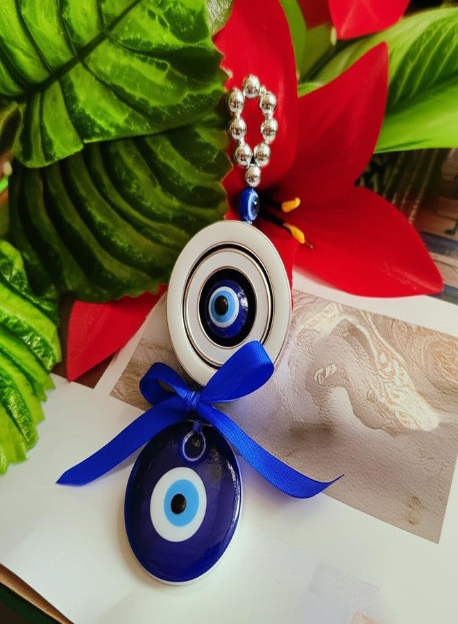 ARTISKRITI زينة عين الحسد البلاستيكية المعلقة من ARTISKRITI لتزيين مدخل المنزل، وزينة نزار باتو للمحلات والمكاتب، وهدايا الانتقال إلى منزل جديد (القمر الأبيض) - Image 4